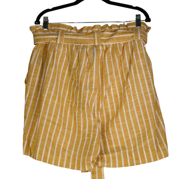 Liz Banks Shorts Womens 2X Yellow White Paper Bag Belted Pull On Pockets - Picture 7 of 8